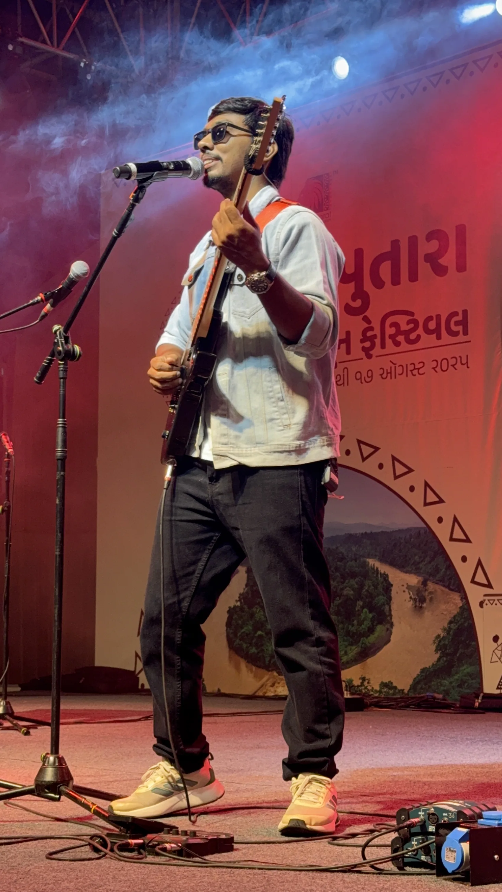 On stage under the Saputara Monsoon Festival banner